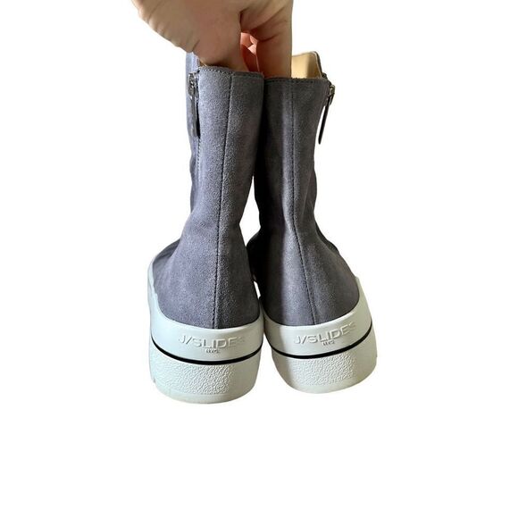 J/Slides Nila Gray Suede Women’s Chunky Boots size 10 Pull On Leather Platform S - Picture 5 of 13